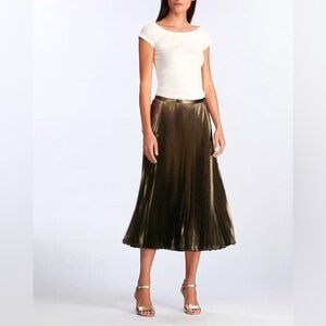 Lauren Ralph Lauren Pleated Metallic Skirt Size 14